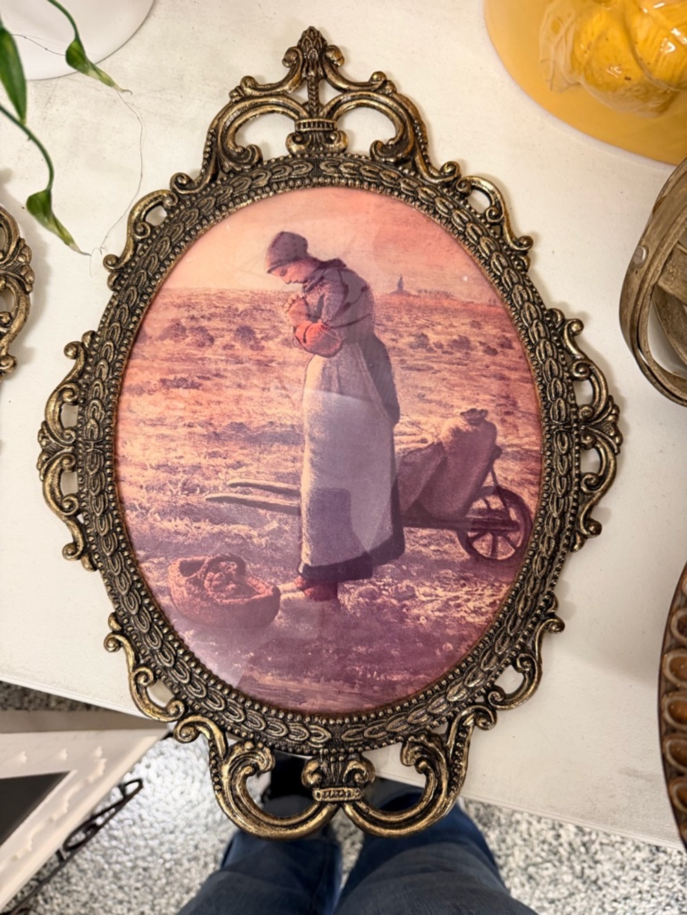 Vintage Oval Bubble Frame “Thankful Harvest” Prints 17 1/4”